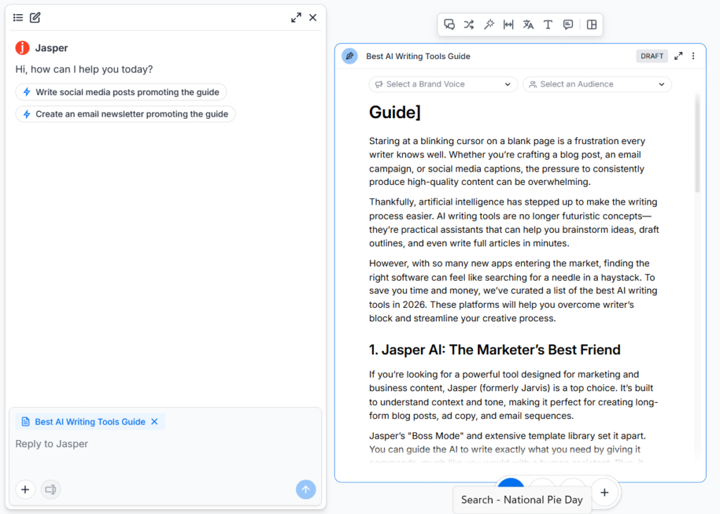 AI chat allowing users to modify and refine the text further.