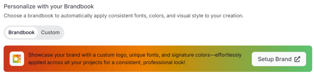 Simplifies Brandbook option