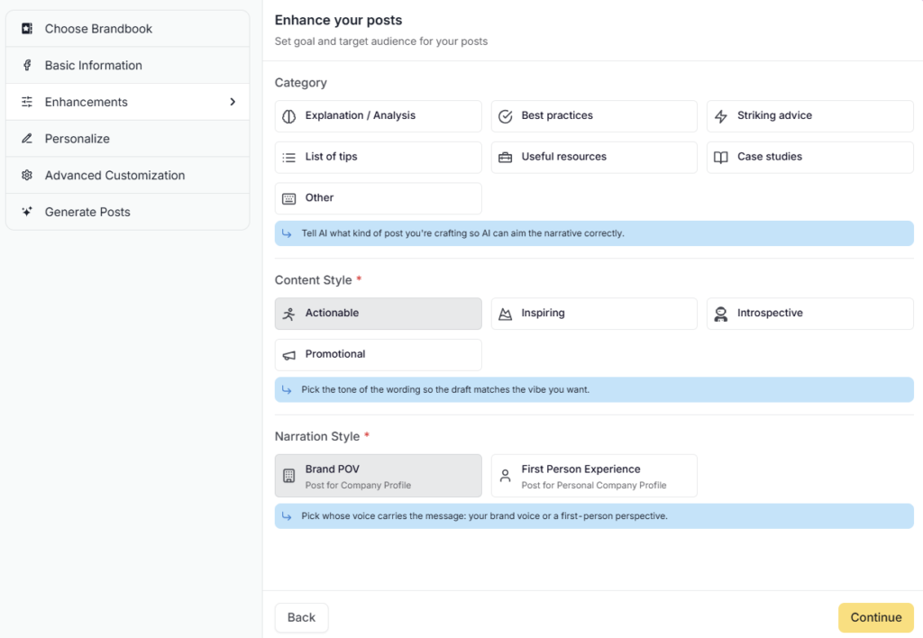 Simplifies Enhace Post options