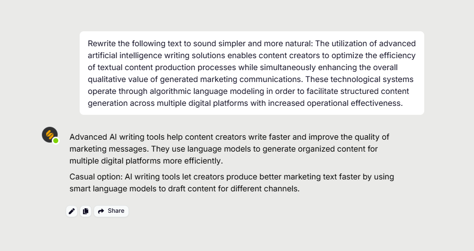 Simplifies chat answer