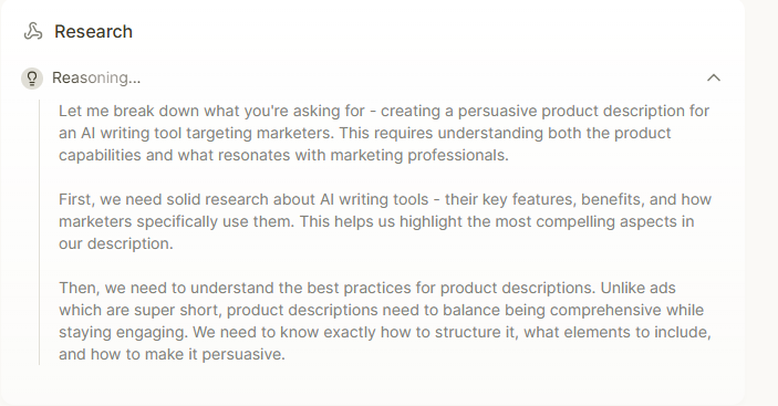 Writesonic research process