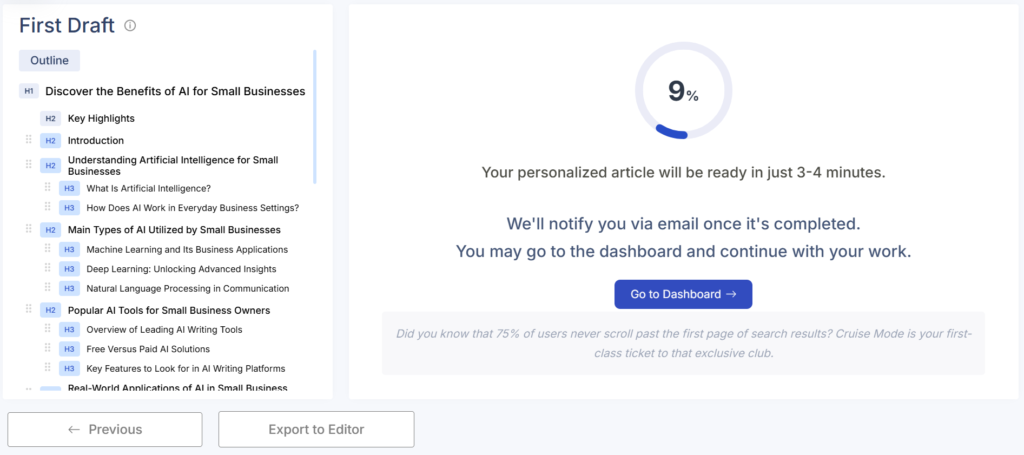 Scalenut first draft