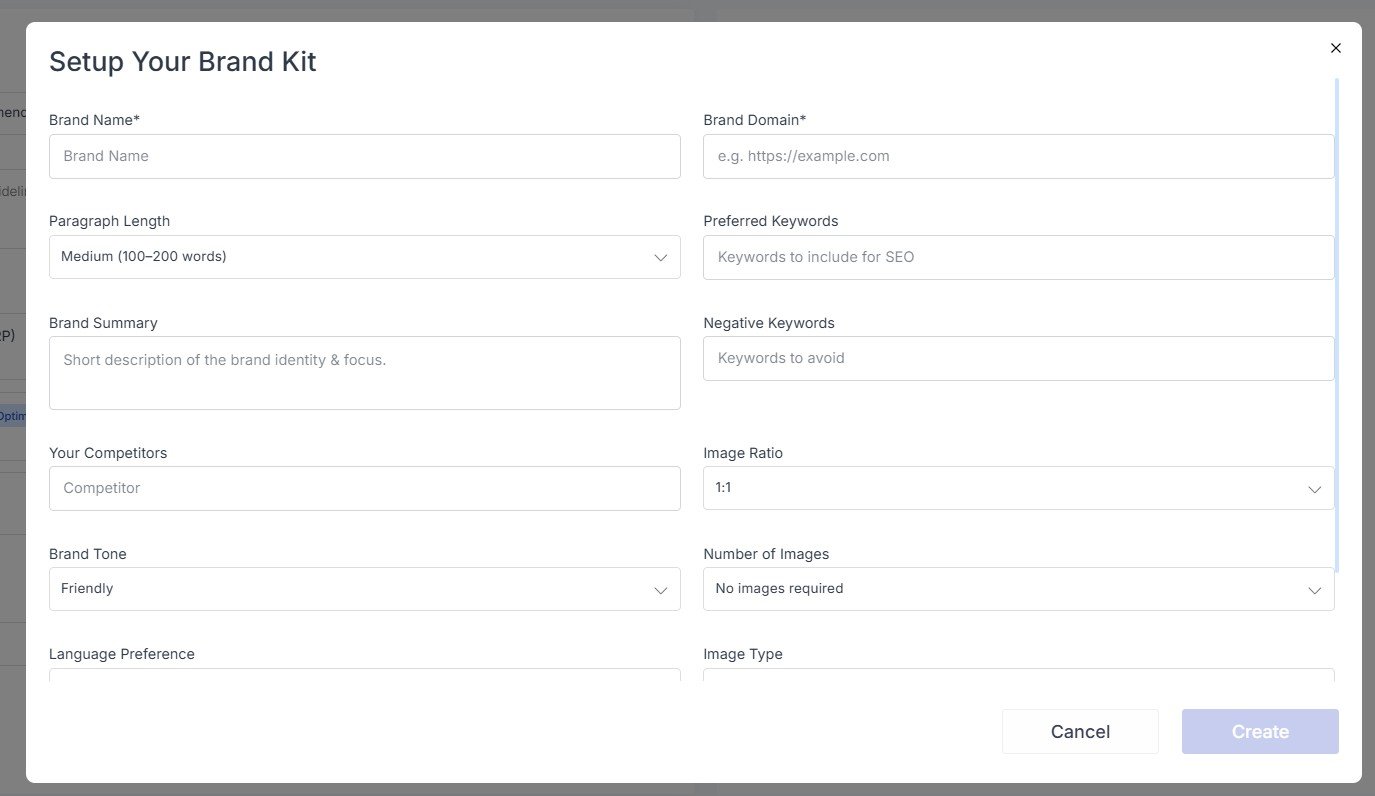 Scalenut Article Writer Brand Kit setup