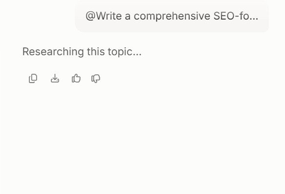 Frase researching a topic before generating an AI article
