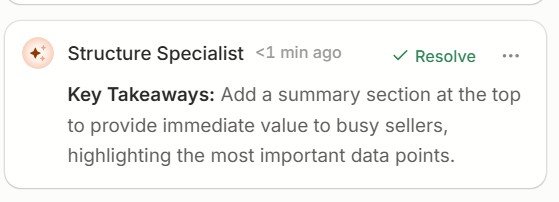 Frase Structure Specialist suggesting a Key Takeaways section